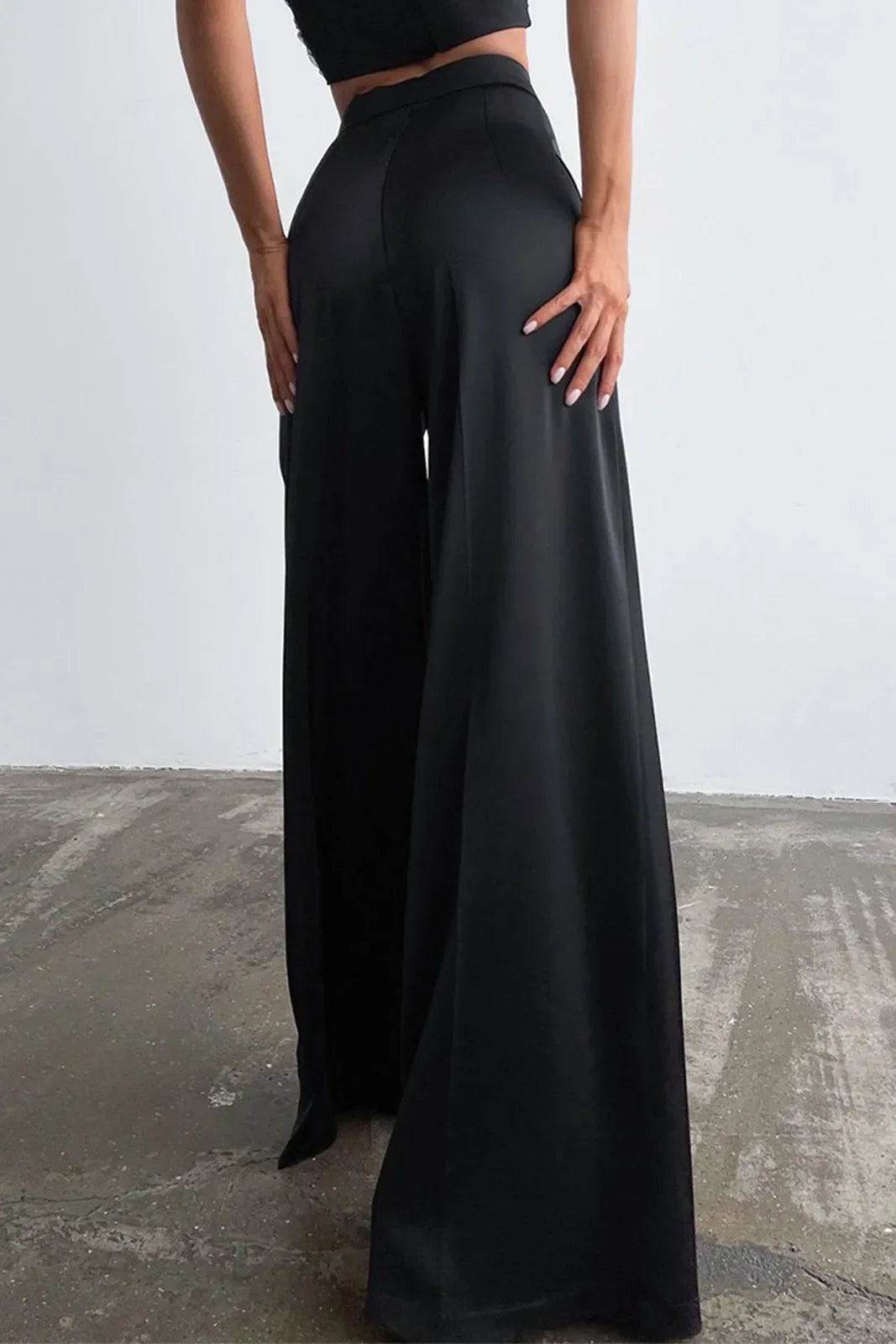 Vosa Black Satin Wide Leg Pants