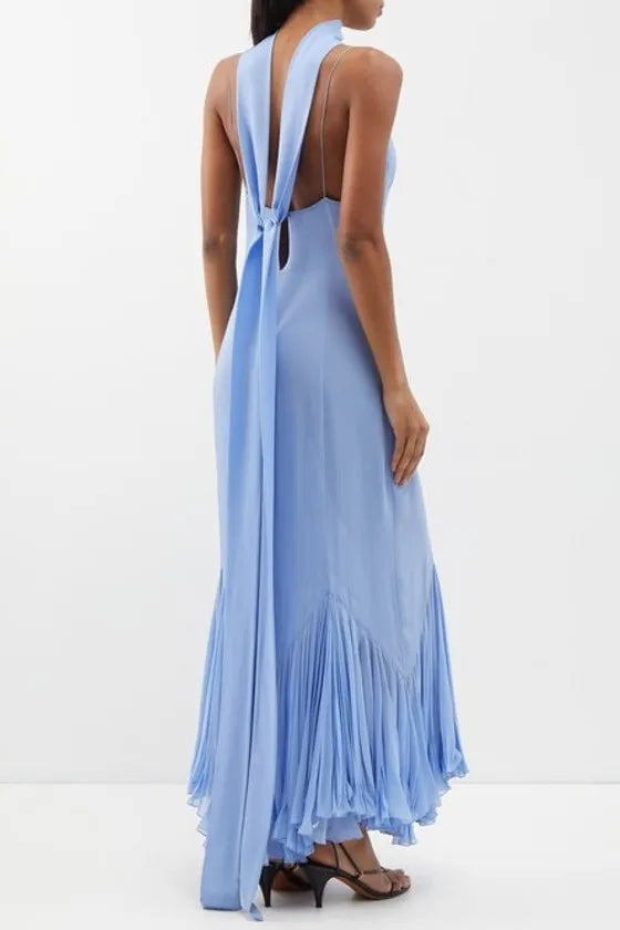 Frill Backless Slip Midi Dress