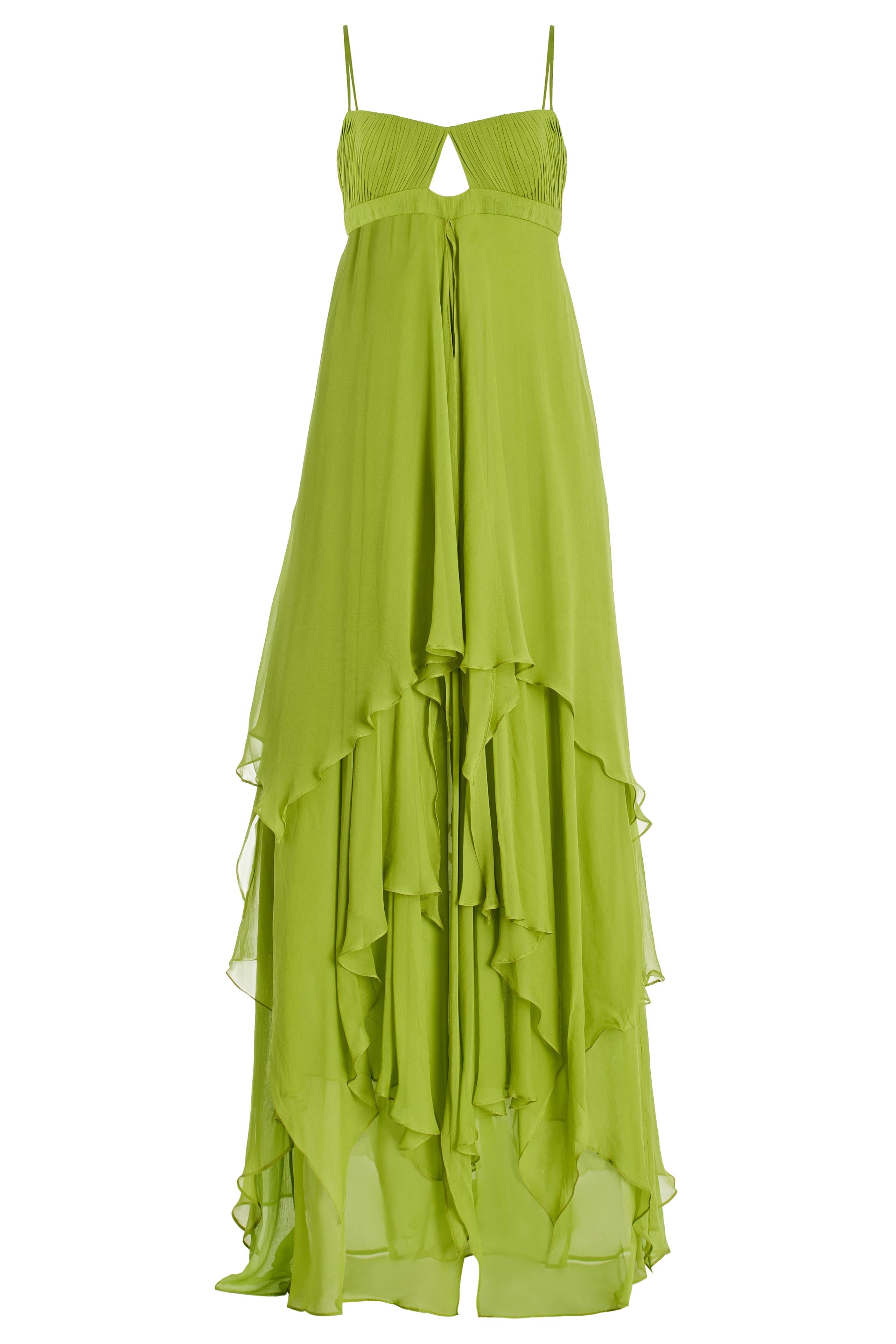 Solid Pleated Cut-Out Maxi Dress