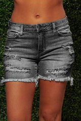 Chicindress On-trend Fringed Ripped Denim Shorts(3 Colors)