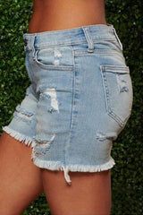 Chicindress On-trend Fringed Ripped Denim Shorts(3 Colors)