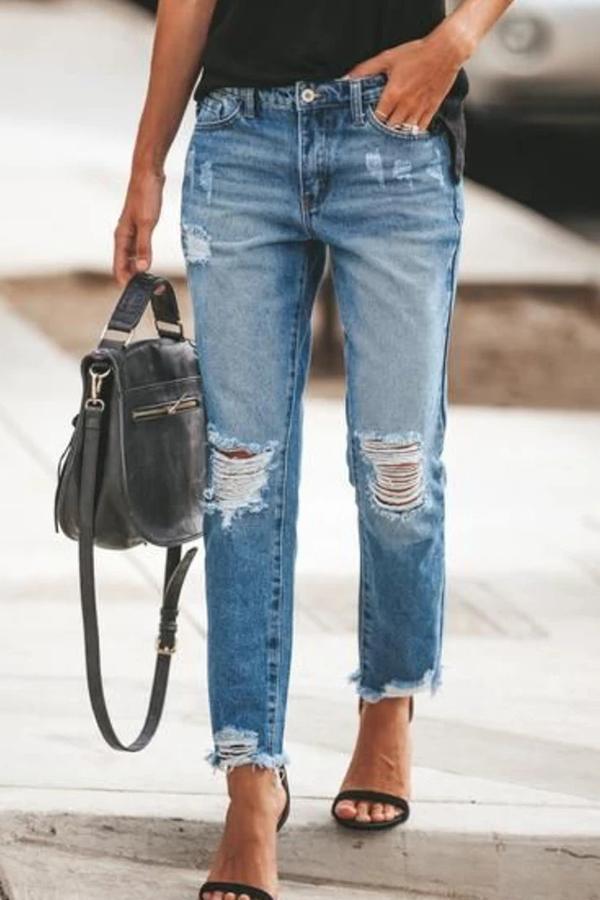 Chicindress Ripped Slim Fit Washed Jeans