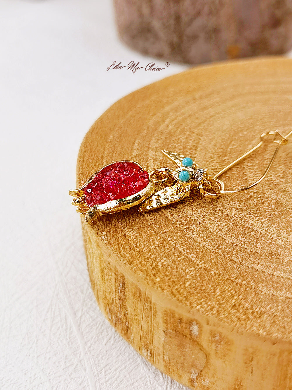 Pomegranate Design Turkish Gold Earrings