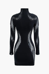 Weren Black Cut Out Long Sleeve Mini Dress