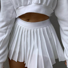 White Pleated Skirt Short Woman Elastic Waist Mini Skirts Sexy Mircro Summer Embroidery Mini Tennis Skirt New Preppy