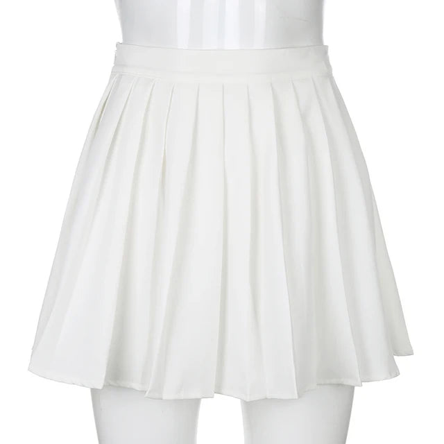 White Pleated Skirt Short Woman Elastic Waist Mini Skirts Sexy Mircro Summer Embroidery Mini Tennis Skirt New Preppy