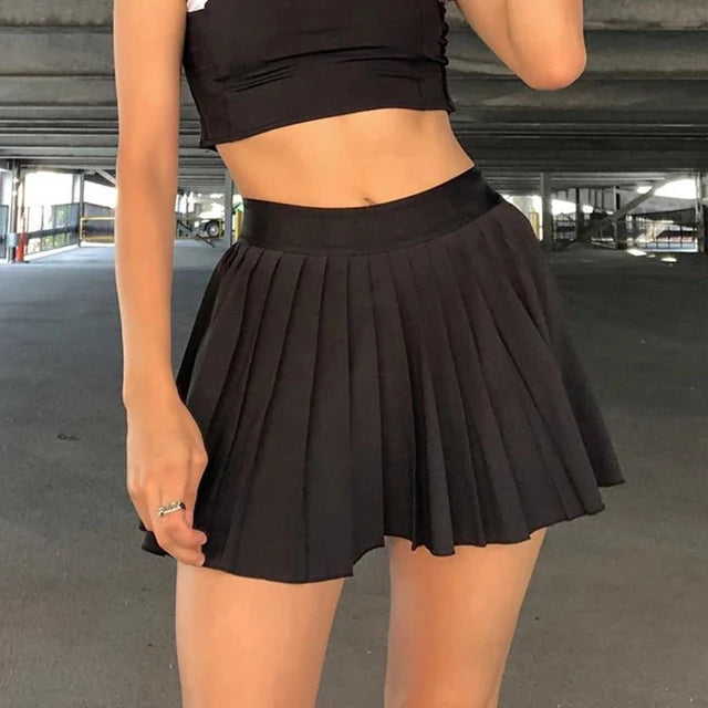 White Pleated Skirt Short Woman Elastic Waist Mini Skirts Sexy Mircro Summer Embroidery Mini Tennis Skirt New Preppy