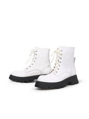 JADY ROSE | OFF-WHITE MATT LEATHER MARTIN COMBAT BOOT