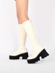 JADYROSE | IVORY CHUNKY HEEL KNEE HIGH BOOT