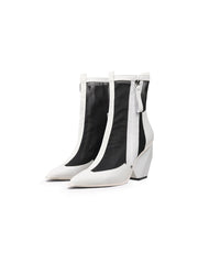 JadyRose | Geometry Block Heel Summer Boots - White