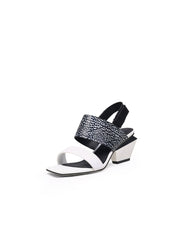 JadyRose | CASEY Geometry Heels Leather White Slingbacke Sandals