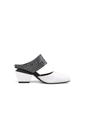 JadyRose | TINA Geometric Heel White Leather Sandal