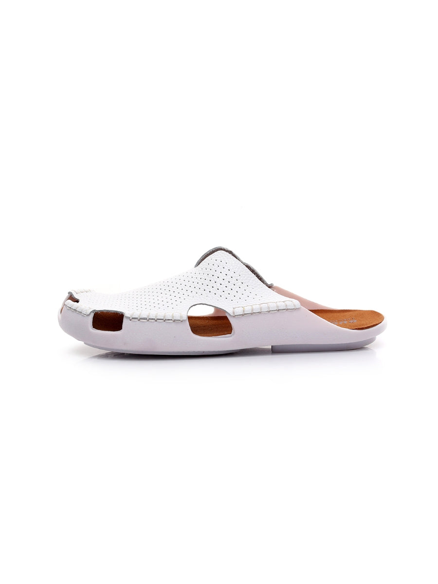 Maibulun | Perforated Cut-Out Genuine Leather Mule - White