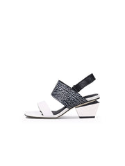 JadyRose | CASEY Geometry Heels Leather White Slingbacke Sandals