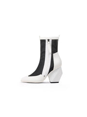 JadyRose | Geometry Block Heel Summer Boots - White