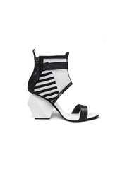 JadyRose | NOTEPAD Mesh Upper Leather Heel Sandals - White