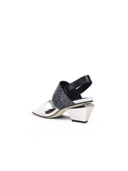 JadyRose | CASEY Geometry Heels Leather White Slingbacke Sandals