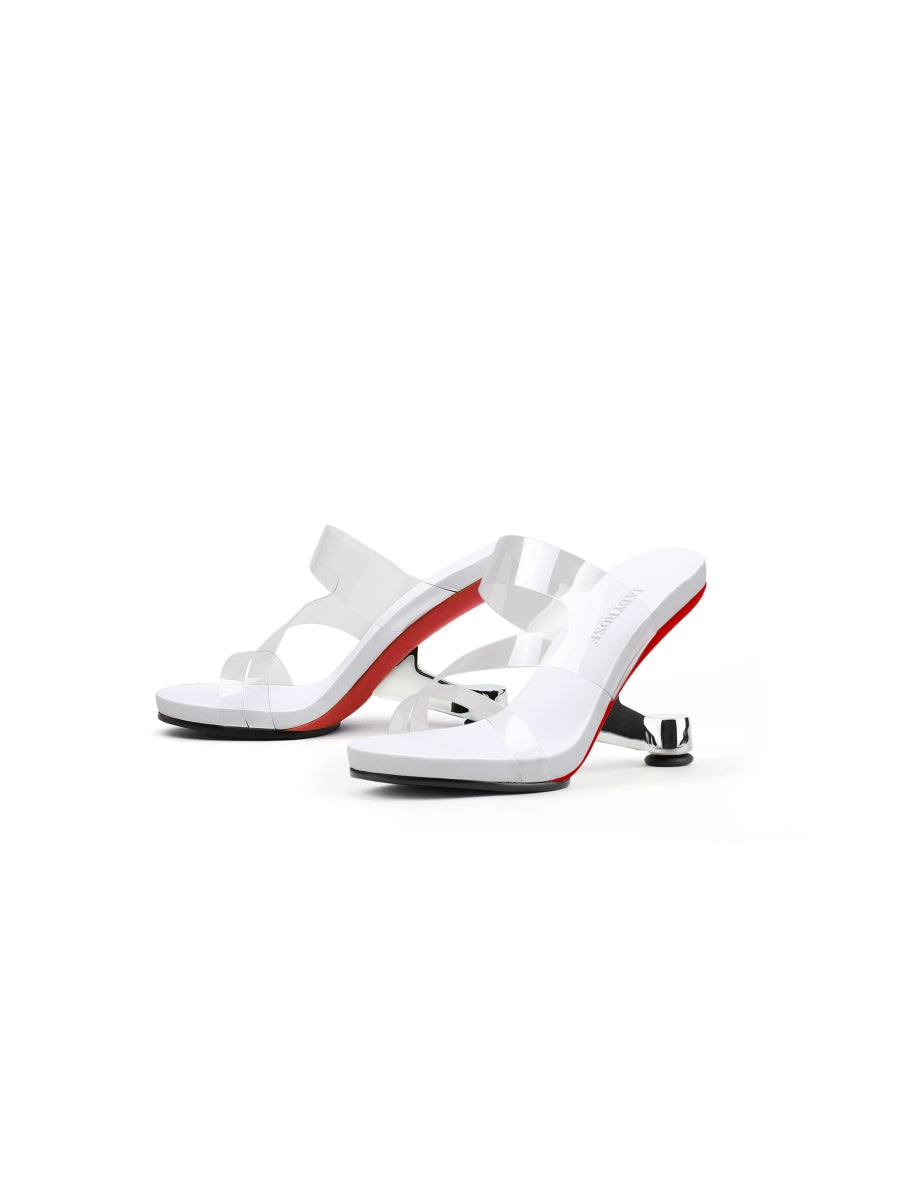 JADYROSE | SILVER ELEVATOR HEEL WHITE SLIDE