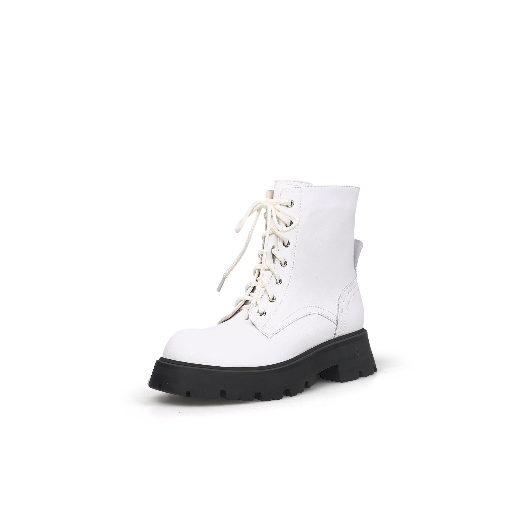 JADY ROSE | OFF-WHITE MATT LEATHER MARTIN COMBAT BOOT