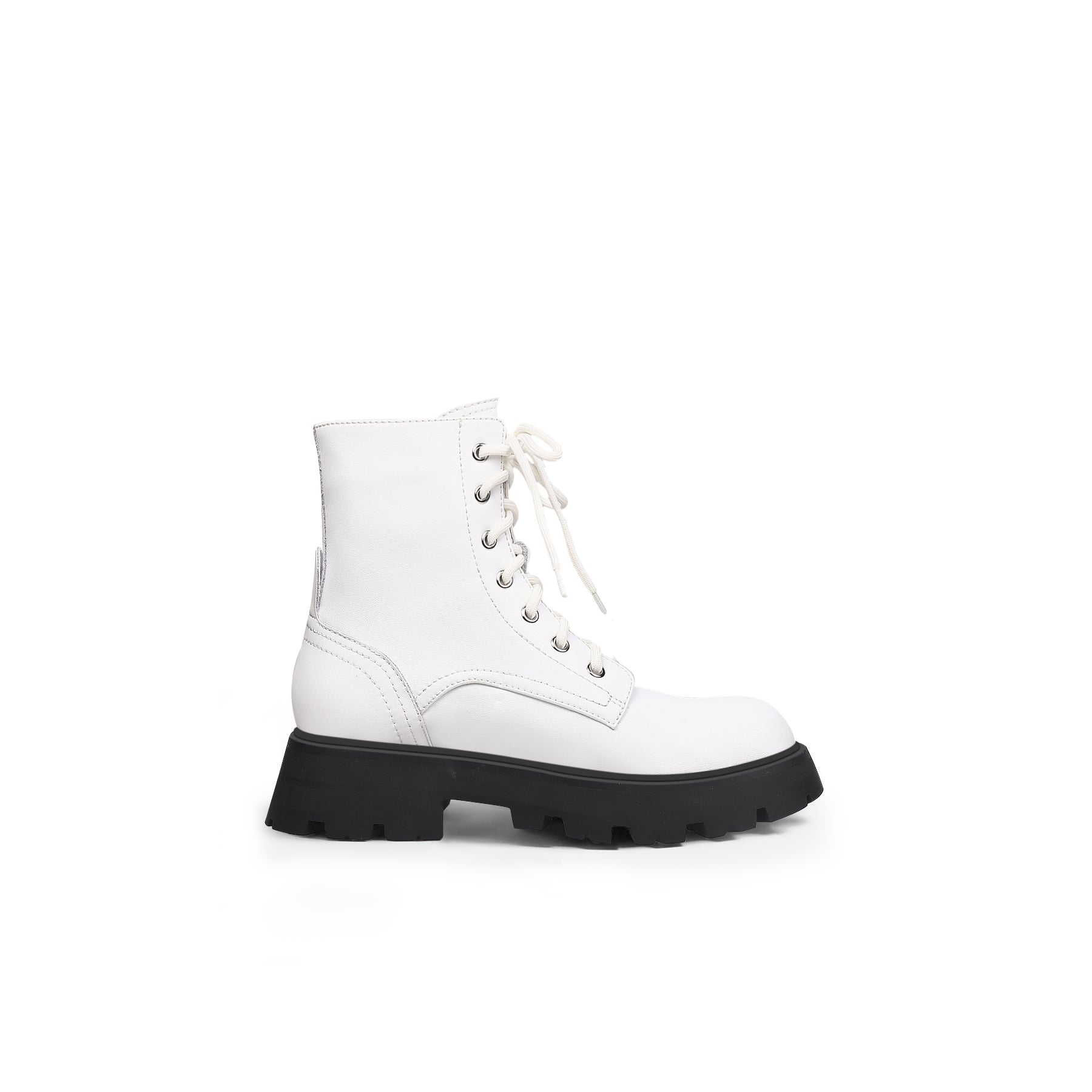 JADY ROSE | OFF-WHITE MATT LEATHER MARTIN COMBAT BOOT