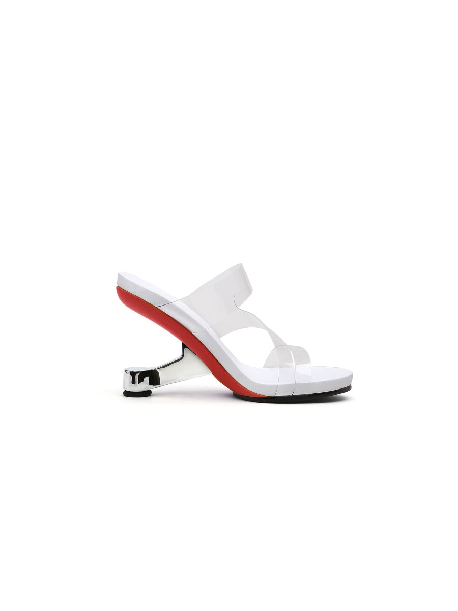 JADYROSE | SILVER ELEVATOR HEEL WHITE SLIDE