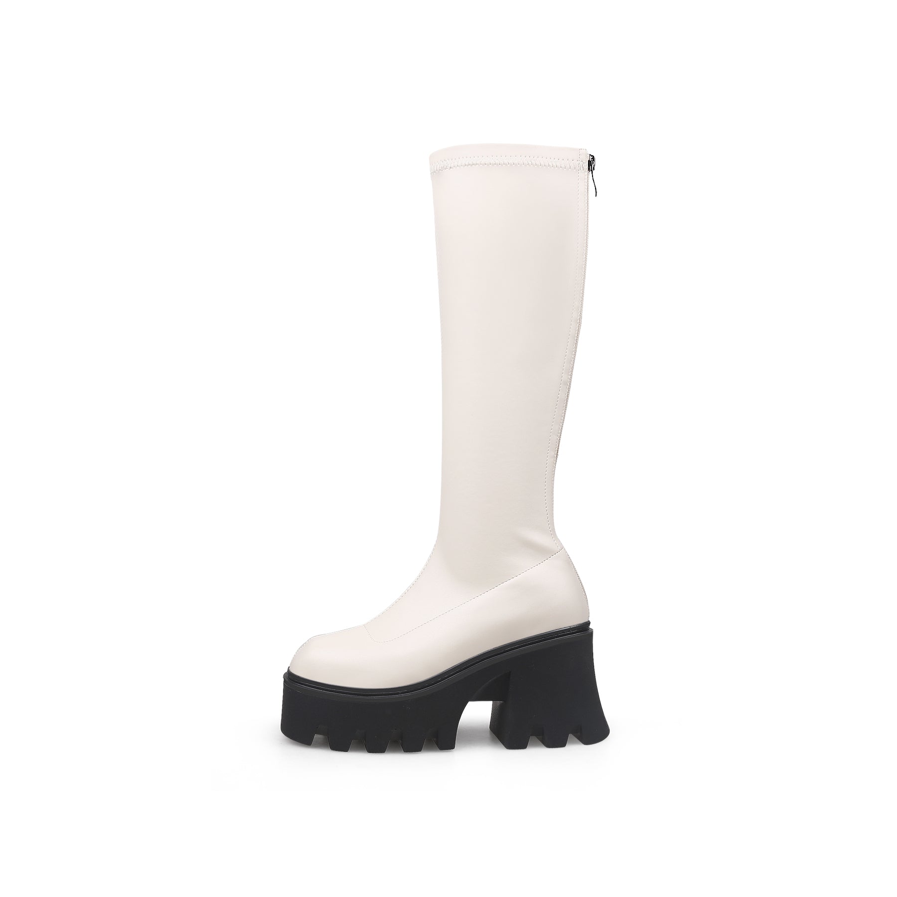 JADYROSE | IVORY CHUNKY HEEL KNEE HIGH BOOT