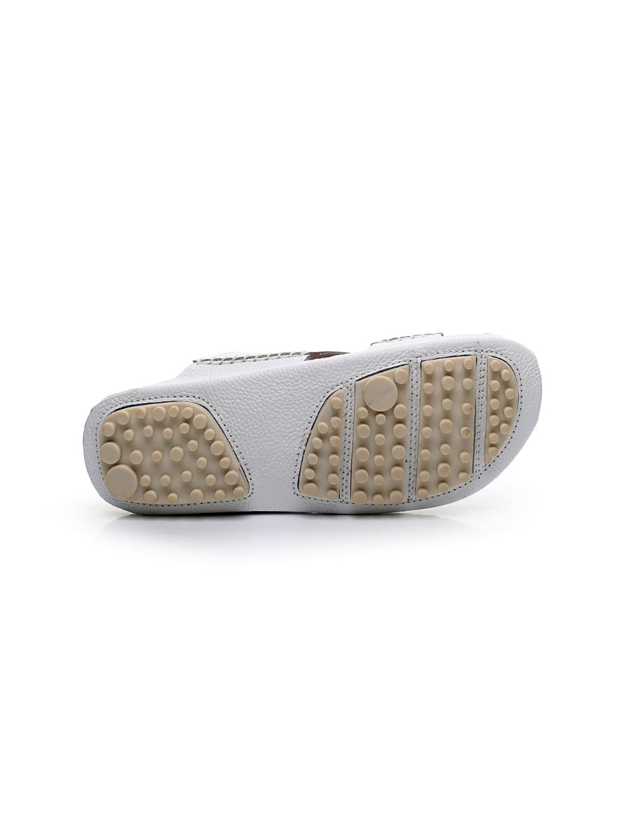 Maibulun | Massage Sole Cut-Out Genuine Leather Mule - White