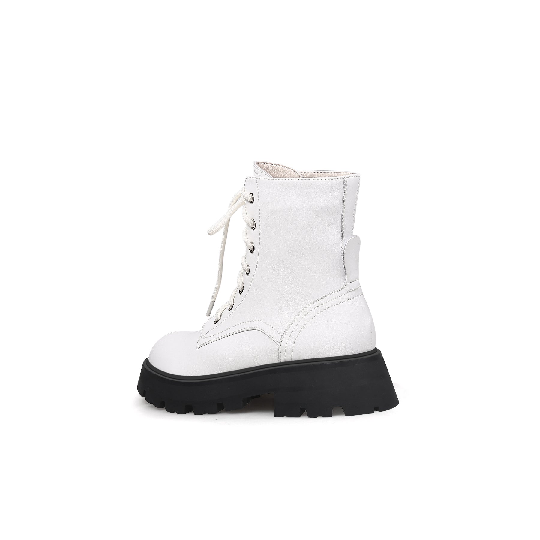 JADY ROSE | OFF-WHITE MATT LEATHER MARTIN COMBAT BOOT