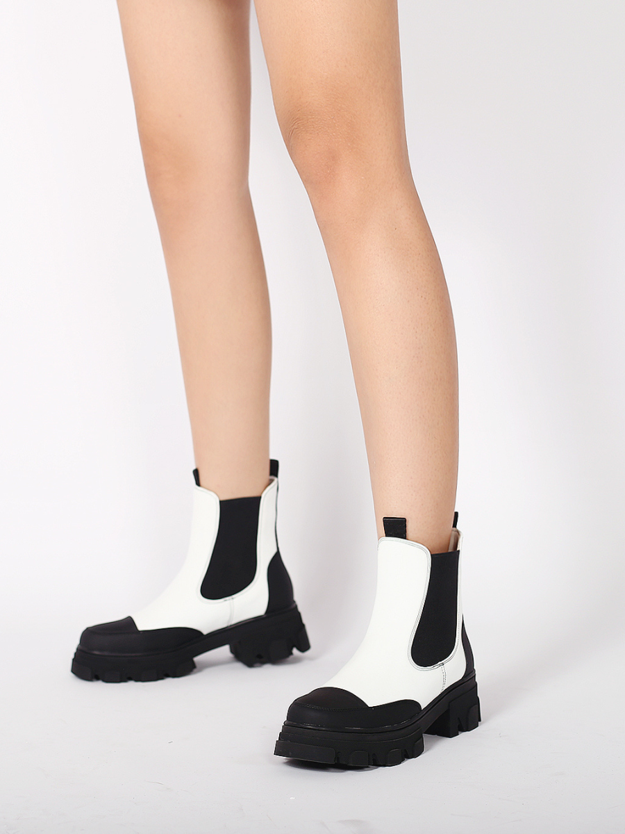 JADY ROSE | LUG SOLE LEATHER CHELSEA BOOTIE WHITE