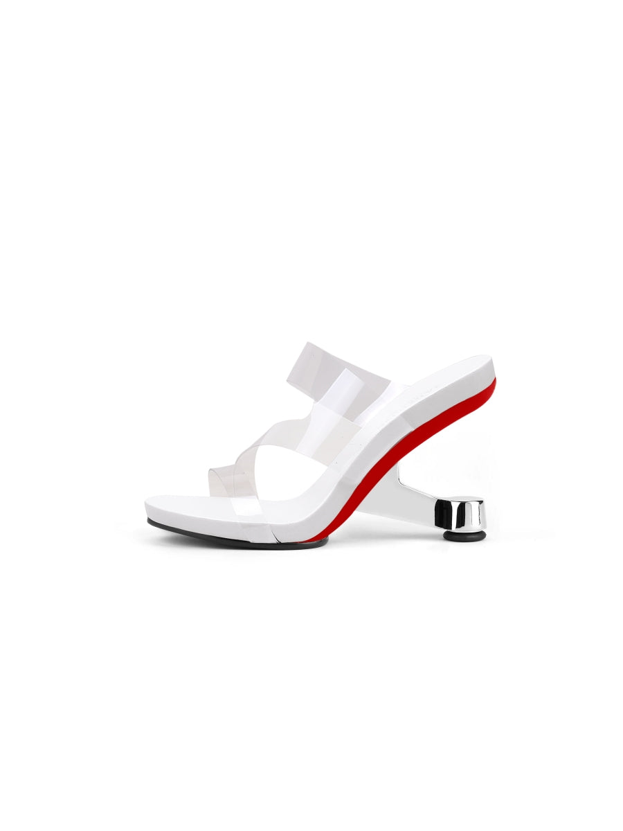 JADYROSE | SILVER ELEVATOR HEEL WHITE SLIDE