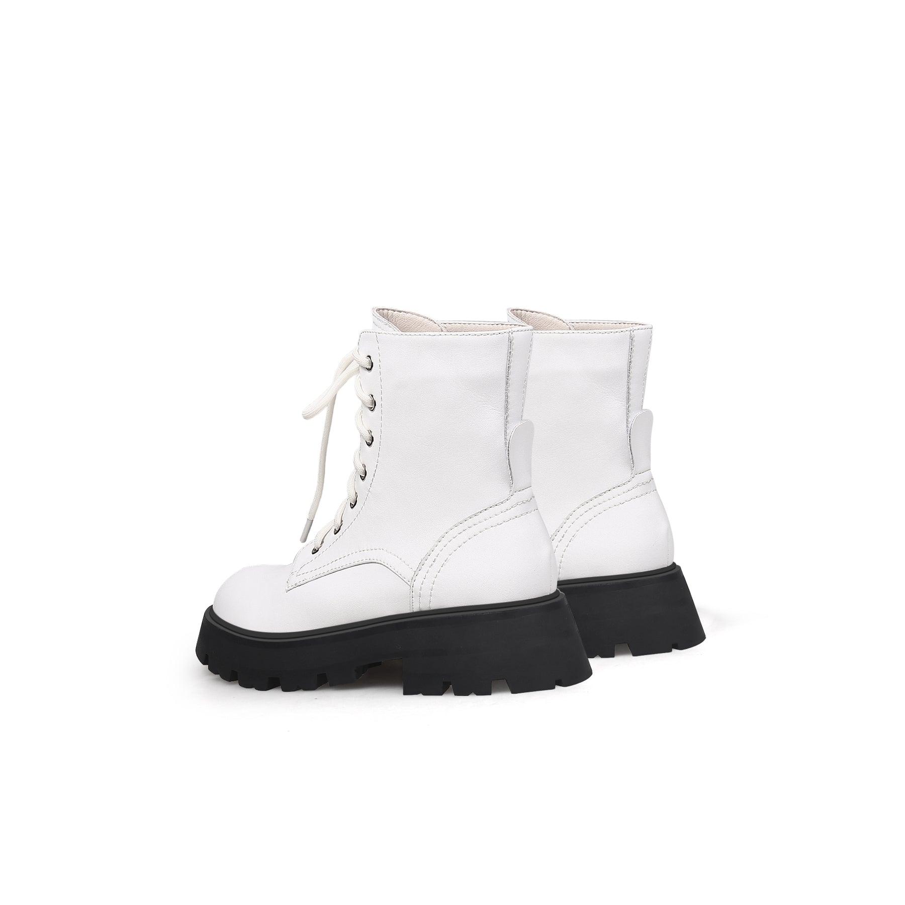 JADY ROSE | OFF-WHITE MATT LEATHER MARTIN COMBAT BOOT