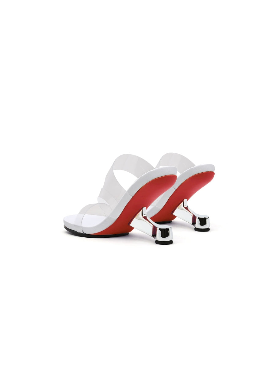 JADYROSE | SILVER ELEVATOR HEEL WHITE SLIDE