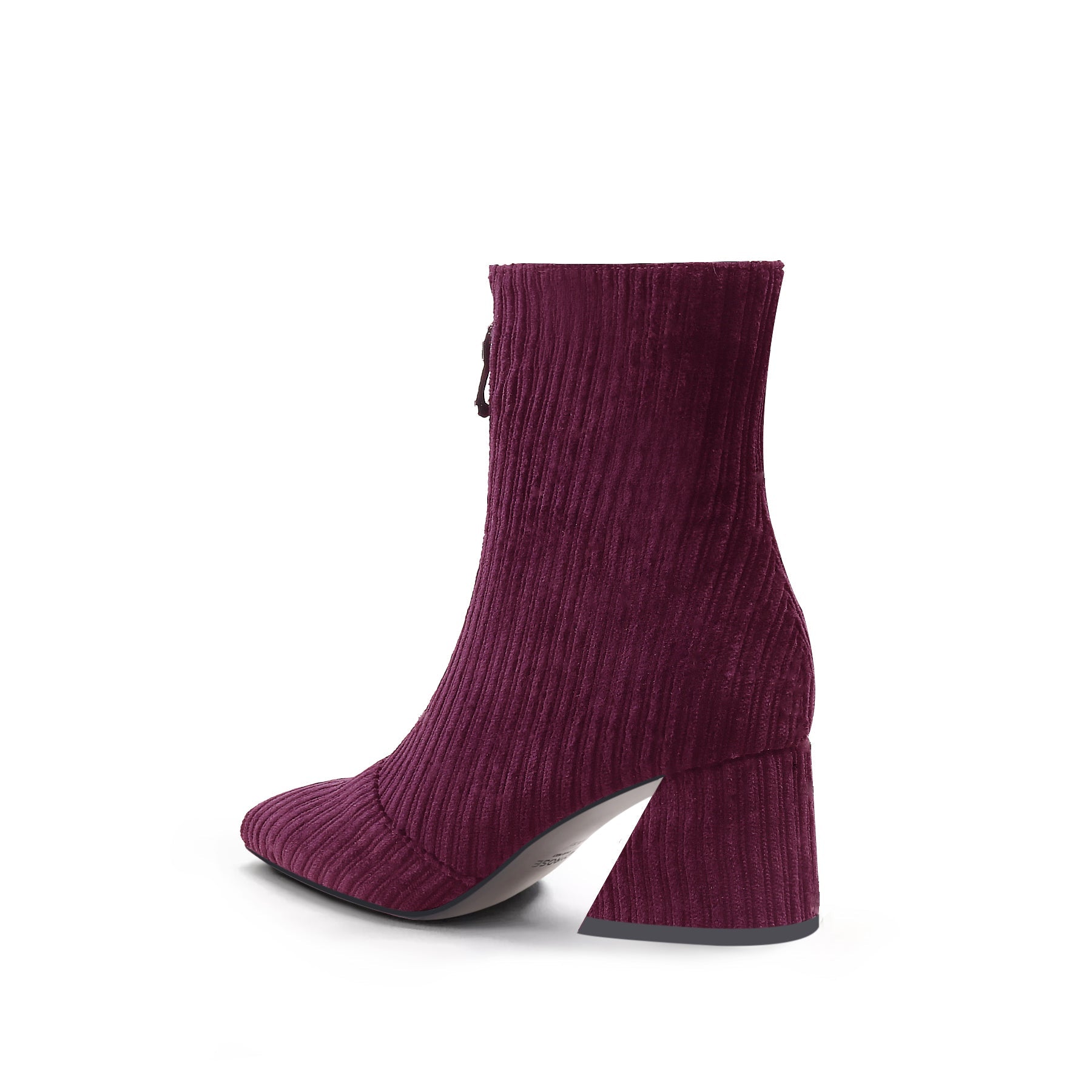 JADY ROSE | CORDUROY BLOCK HEEL ANKLE BOOT - WINE