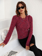 GAGA SHRUG SHOULDER KNIT TOP - WINE