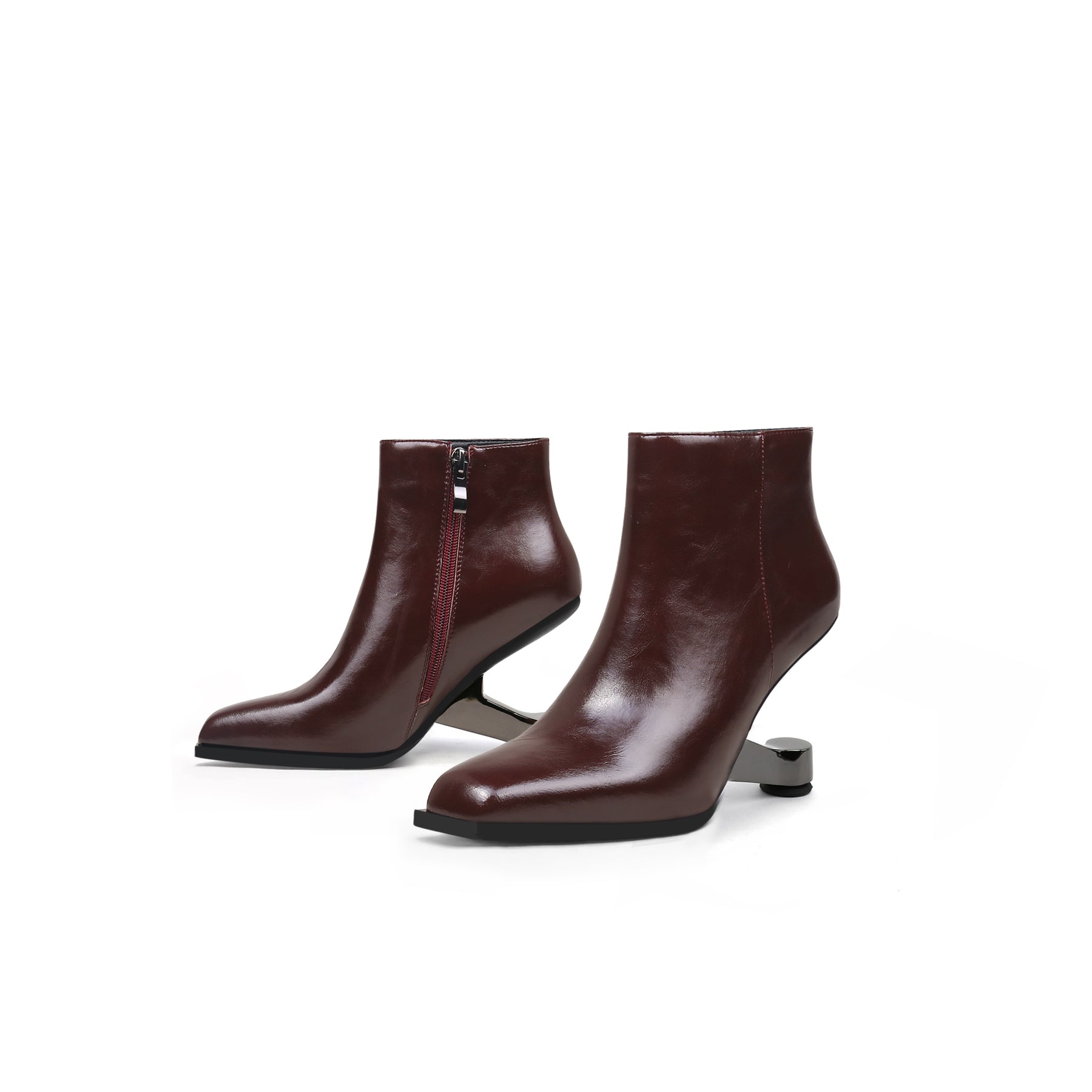 JADY ROSE | ELEVATOR HEEL LEATHER BOOTIE WINE