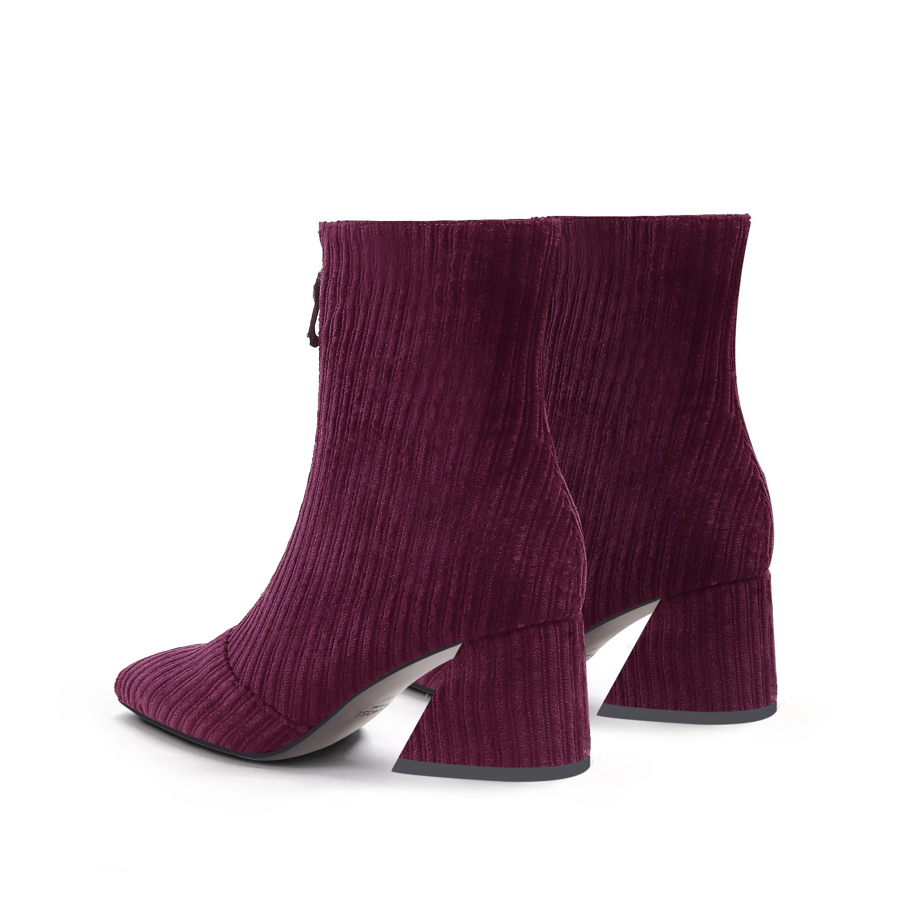 JADY ROSE | CORDUROY BLOCK HEEL ANKLE BOOT - WINE