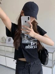 Woman T-shirts Summer Short Sleeve T Shirt Graphic Tee Tops Korean Style Tshirt Femme Y2k Clothes 2024