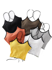 Women Halter Tops Backless Bandage Sexy Crop Tops Women Lingerie Tops Padded Cotton Tank Tops Cropped Feminino Summer