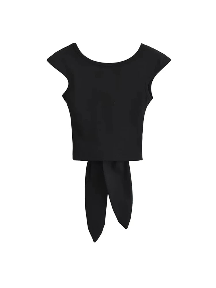 Women Sexy Tie Back Sleeveless Crop Top