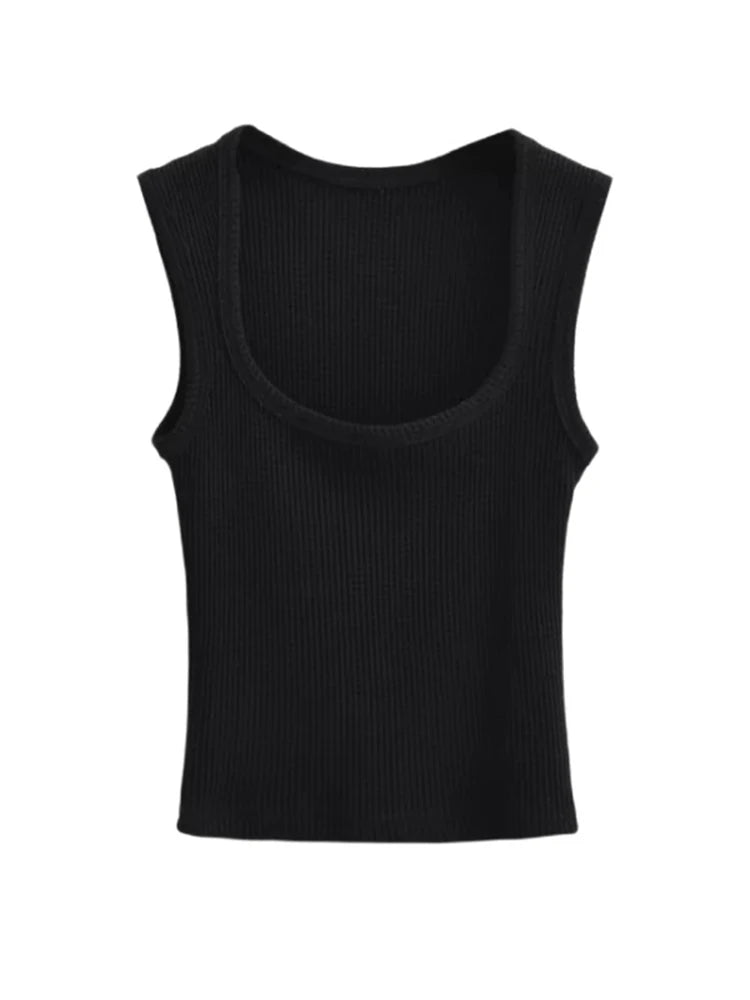 Women’s Waffle Cashmere Square Collar Camisole Tops 2024 New Spring Summer Sexy Tank Top 10 Colors