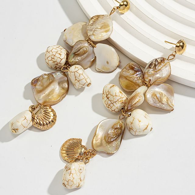 Irregular Shell Stone Scallop Earrings