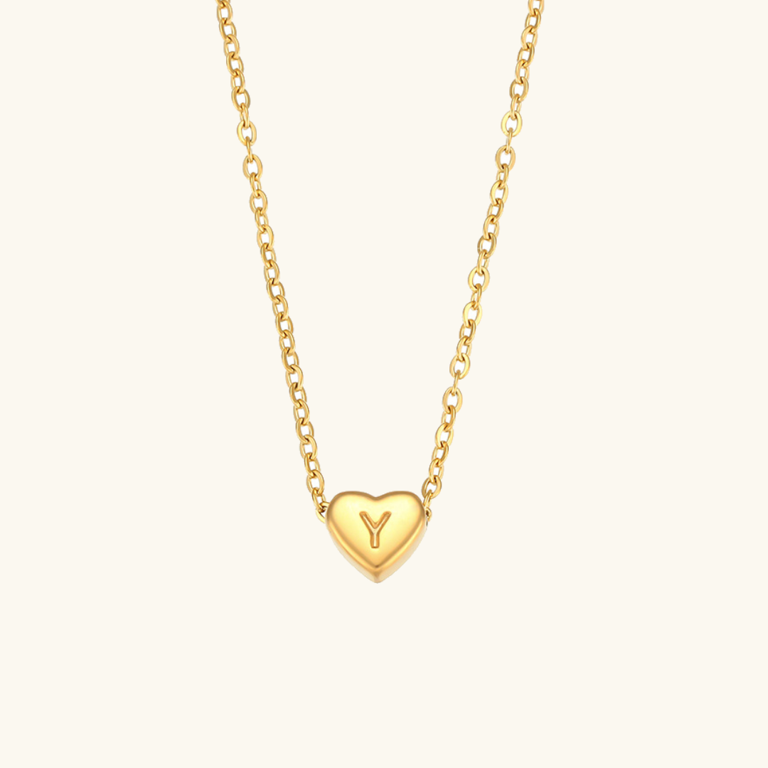 Golden Heartbeat - Initial Necklace