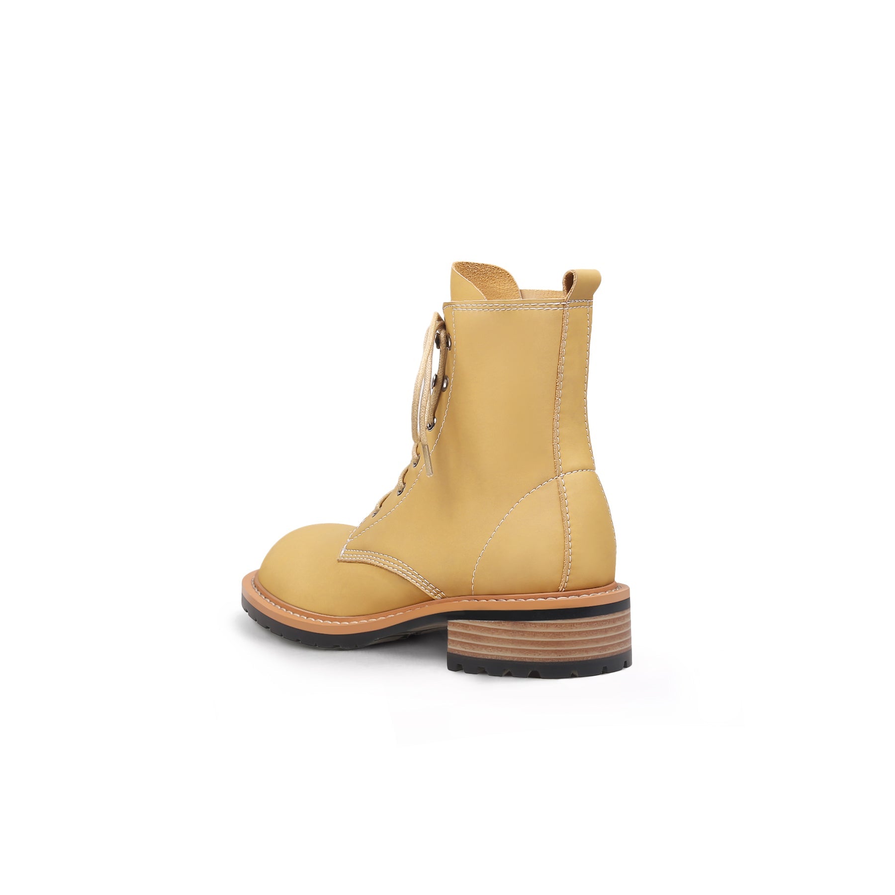 JADY ROSE | CLASSIC LEATHER COMBAT BOOTS - YELLOW