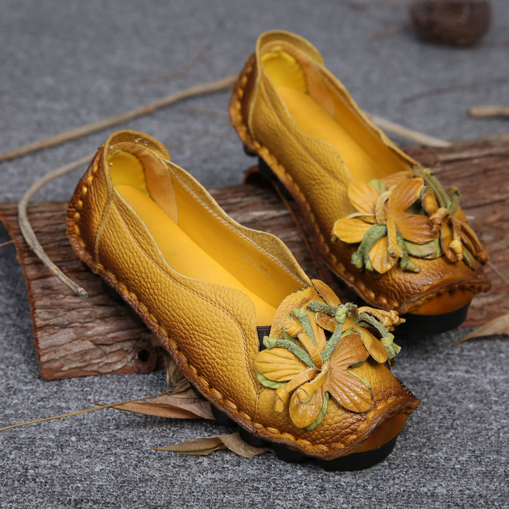 Rumour Has It | Perforated Flower Deco Head Leather Flats