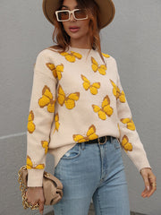 BUTTERFLY KNIT TOP - BEIGE