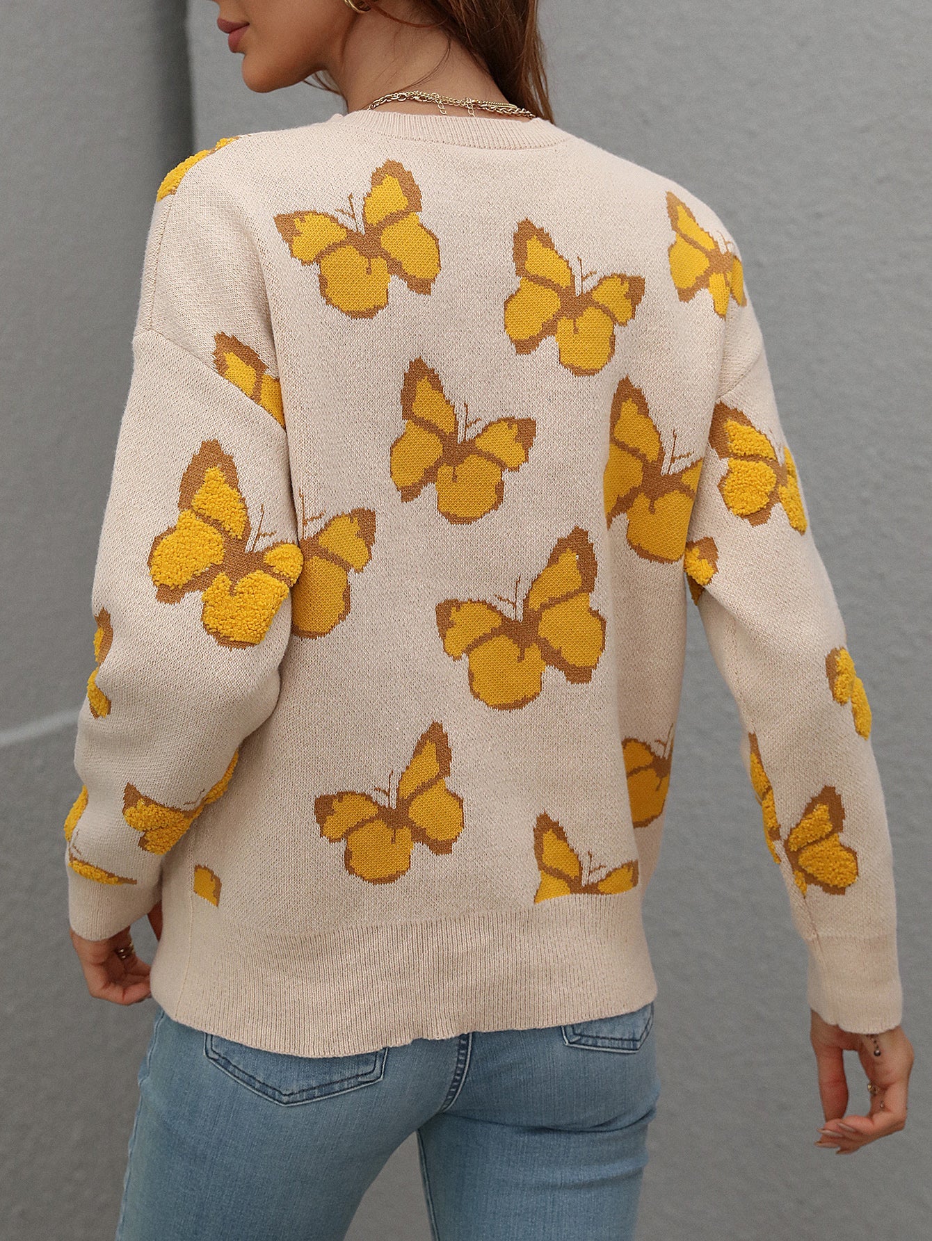 BUTTERFLY KNIT TOP - BEIGE