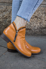 En Bloom | Zip Trim Ruched Ankle Boot