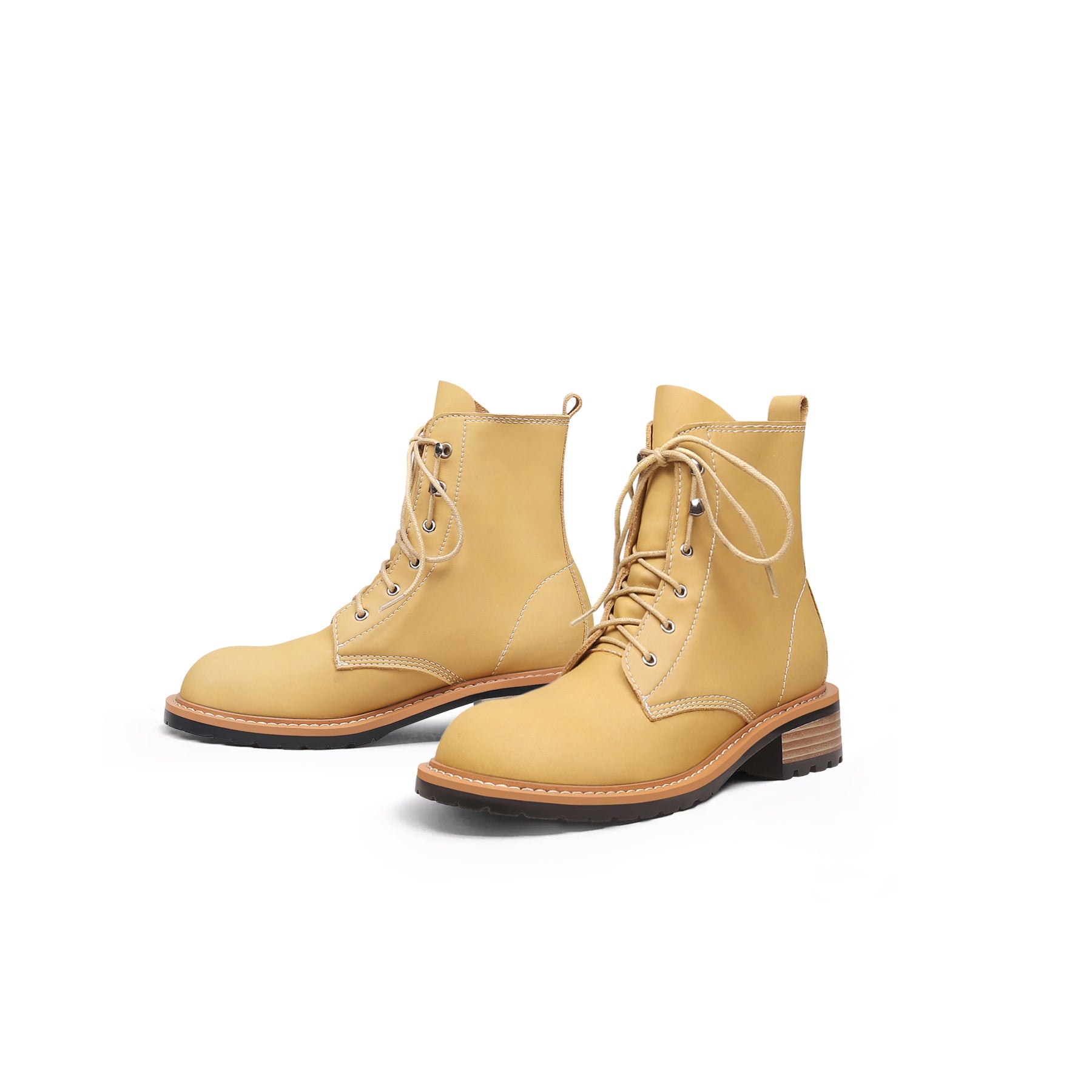 JADY ROSE | CLASSIC LEATHER COMBAT BOOTS - YELLOW