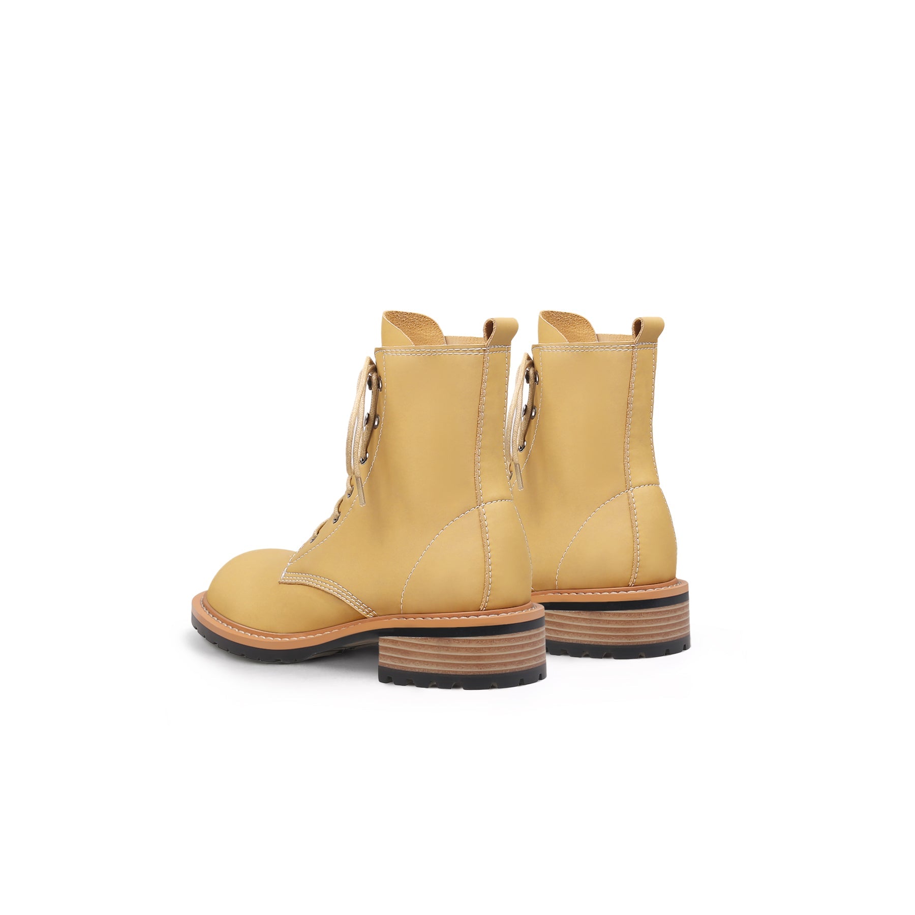 JADY ROSE | CLASSIC LEATHER COMBAT BOOTS - YELLOW