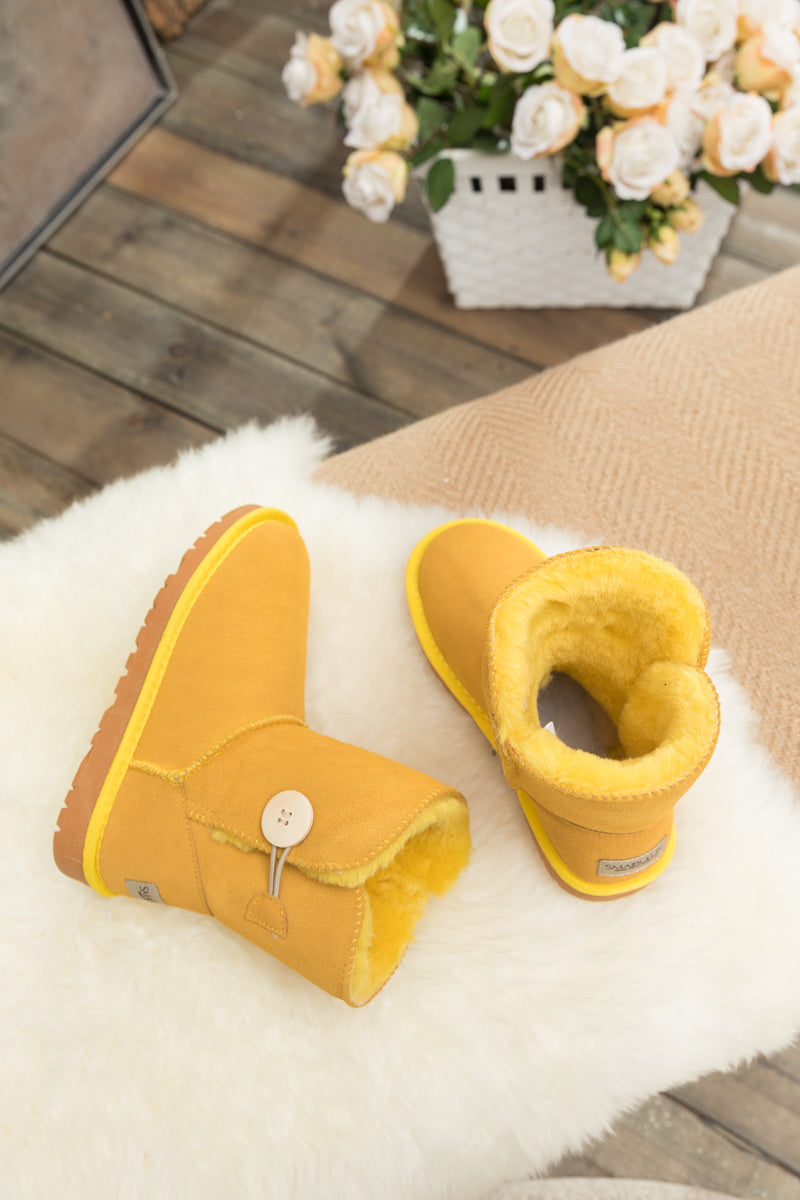 SMAIBULUN Ugg | Faux Fur-Lined Classic Side Button Ugg Boot - Yellow